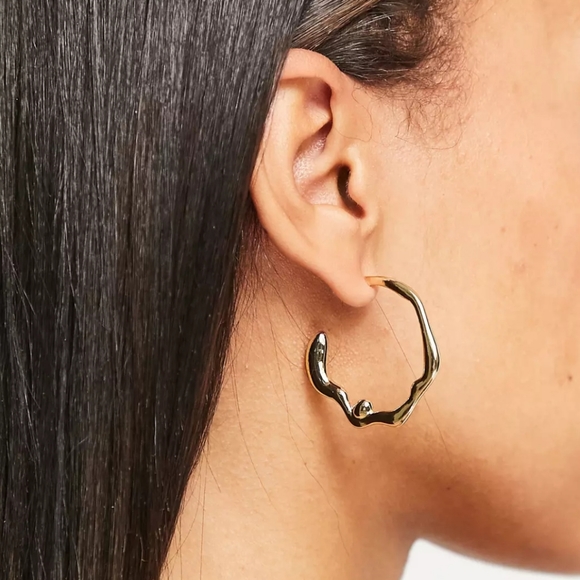 Gold Hoops Earrings - Picture 2 of 3